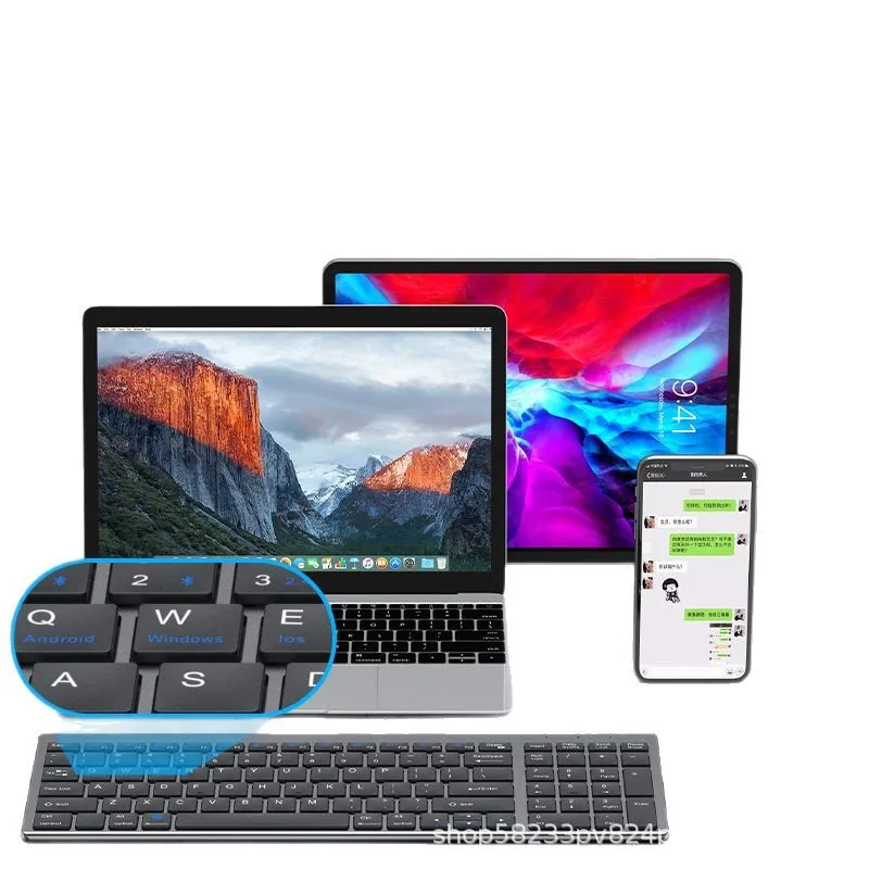 Slim Tri-mode Keyboard & Mouse Set (Bluetooth + 2.4G, Rechargeable, Full-size with Numpad)