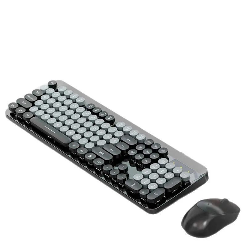 K73 Retro Round-key Wireless Keyboard & Mouse Set (Punk Colour Mix, Quiet Keys)