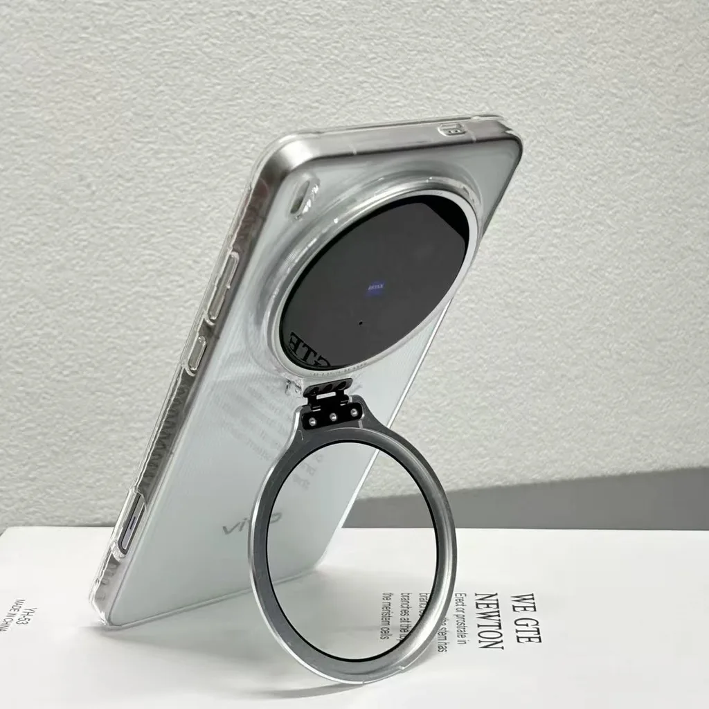 Clear lens-stand case (built-in ring stand, shockproof)